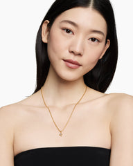 Pavé Initial Pendant in 18K Yellow Gold with Diamond X