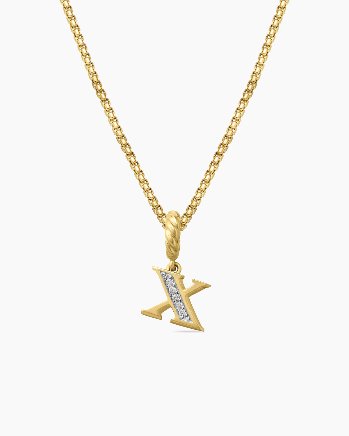 Pavé Initial Pendant in 18K Yellow Gold with Diamond X