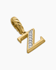 Pavé Initial Pendant in 18K Yellow Gold with Diamond Z