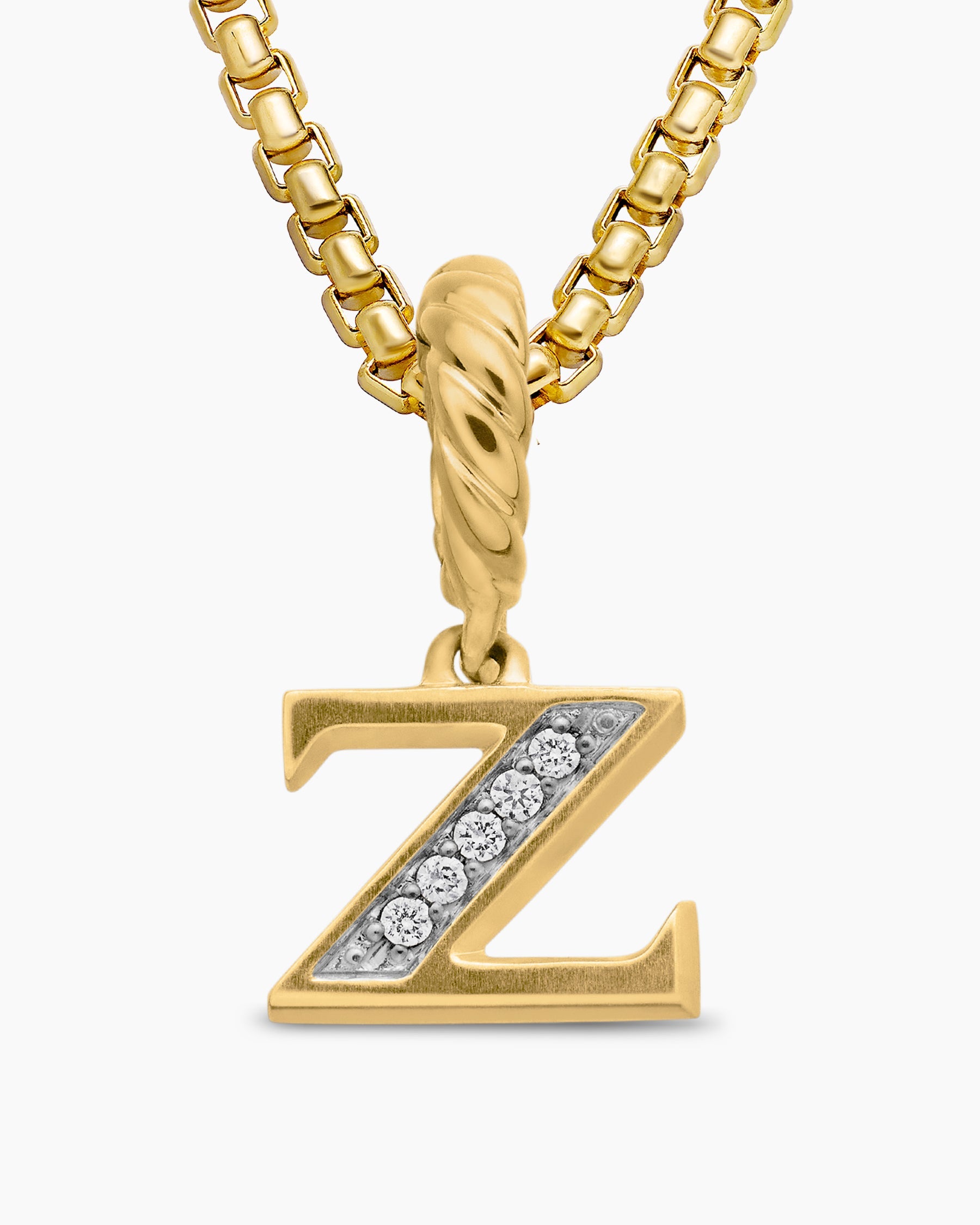 Pavé Initial Pendant in 18K Yellow Gold with Diamond Z