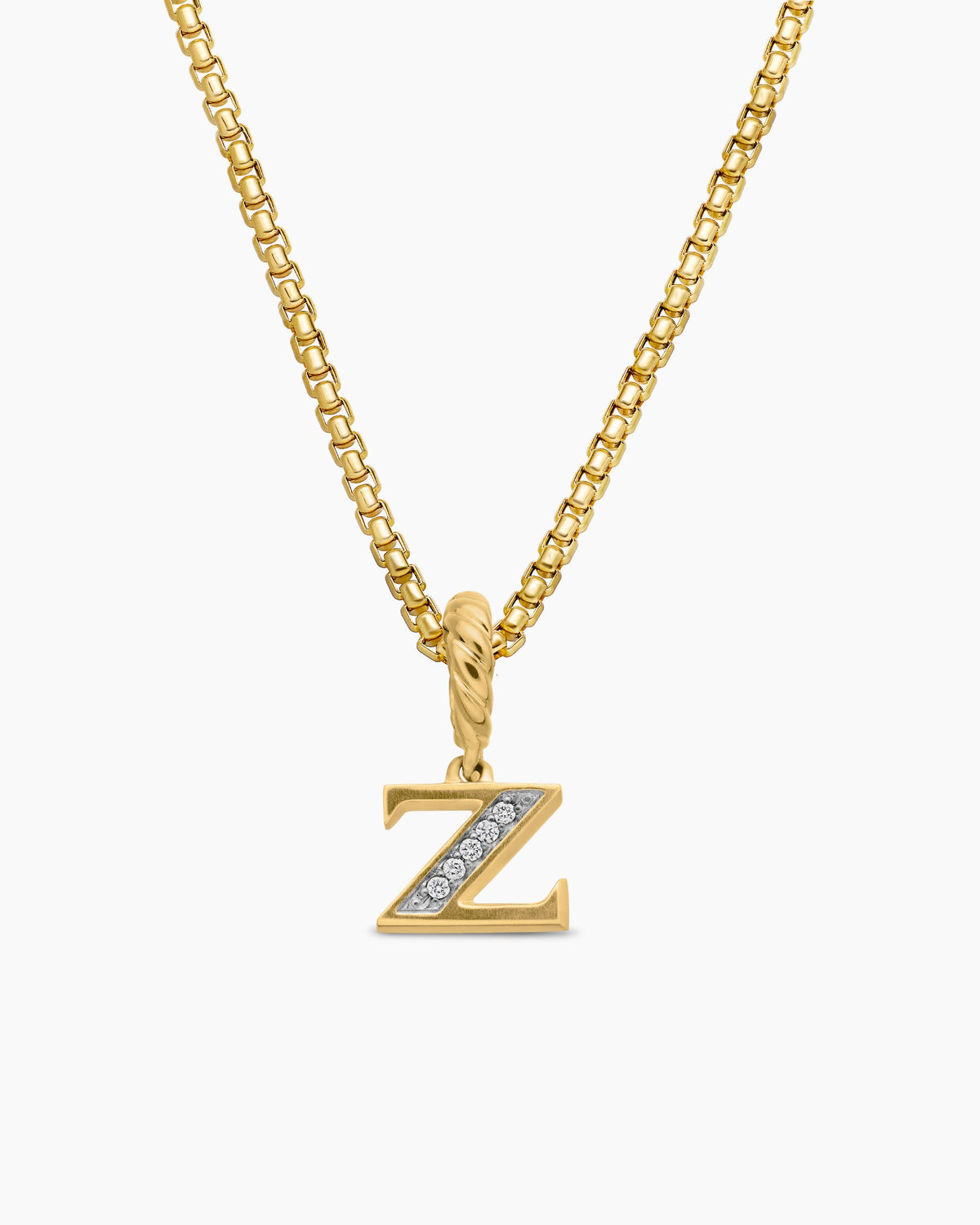 Pavé Initial Pendant in 18K Yellow Gold with Diamond Z