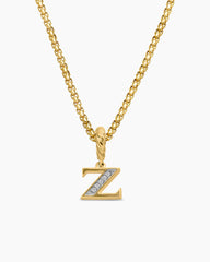 Pavé Initial Pendant in 18K Yellow Gold with Diamond Z