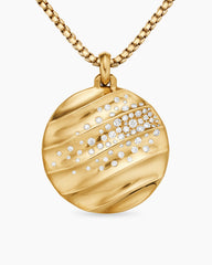 Cable Edge® Pendant in 18K Yellow Gold with Diamonds, 37mm