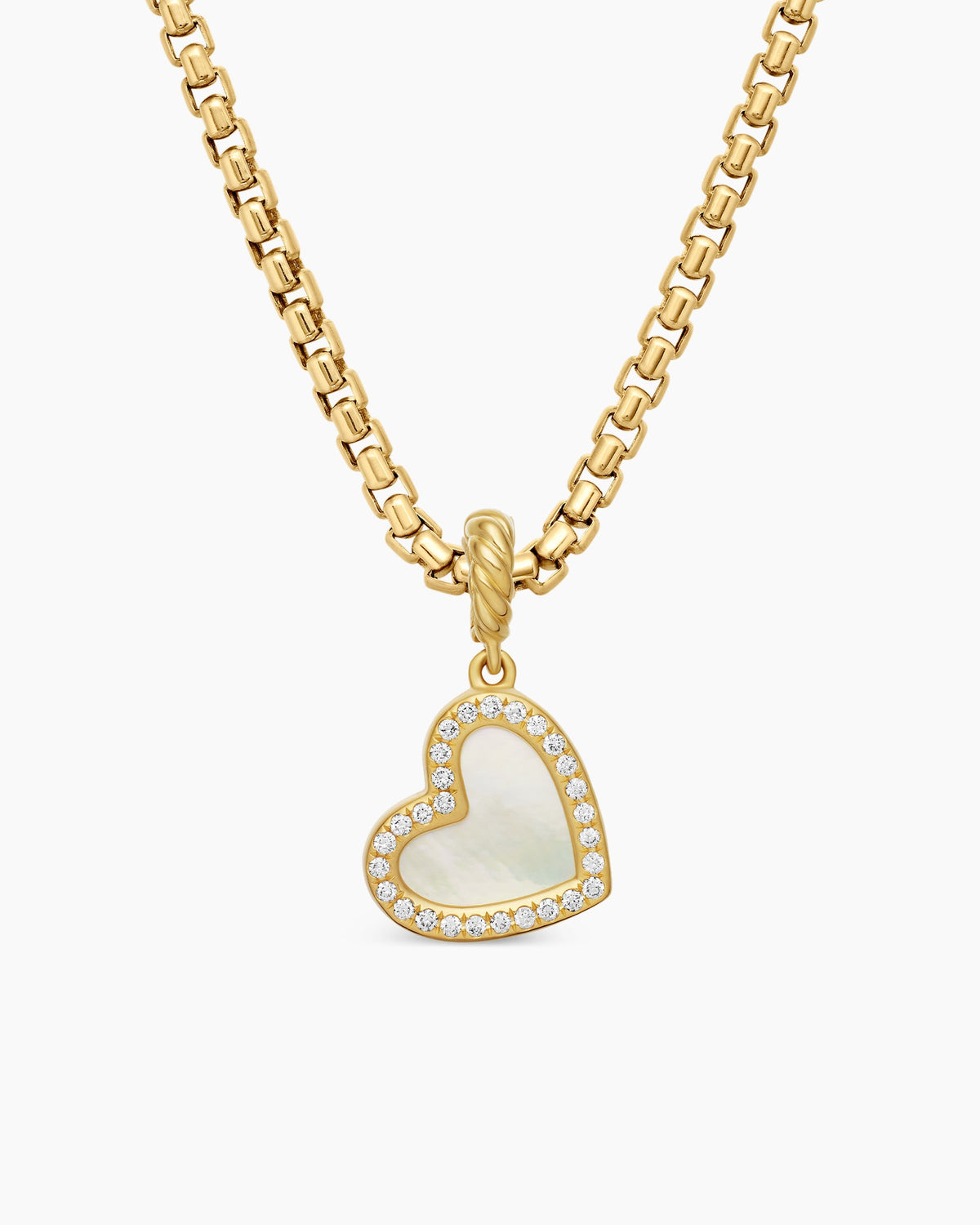 DY Elements® Heart Pendant in 18K Yellow Gold with Mother of Pearl and Diamonds, 11mm