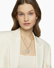 Cable Edge® Pendant in 18K Yellow Gold with Diamonds, 37mm