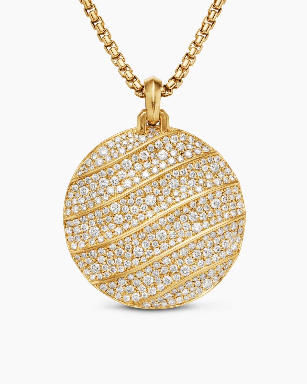 Cable Edge® Pendant in 18K Yellow Gold with Diamonds, 37mm