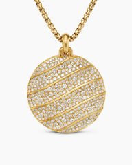 Cable Edge® Pendant in 18K Yellow Gold with Diamonds, 37mm