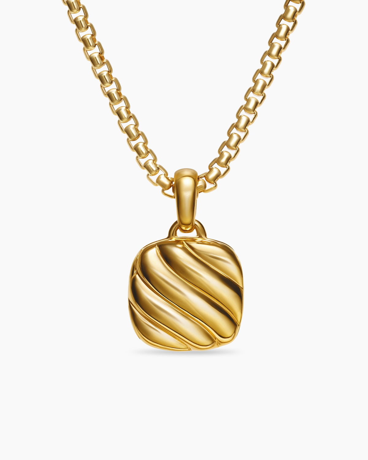 Sculpted Cable Square Locket in 18K Yellow Gold, 14.5mm