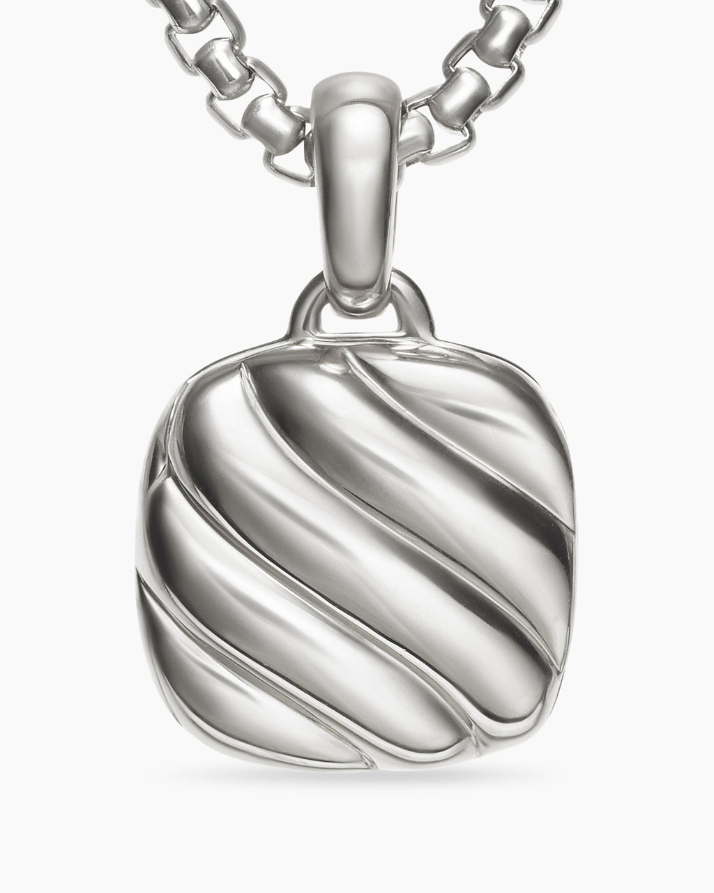 Sculpted Cable Square Locket in Sterling Silver, 14.5mm