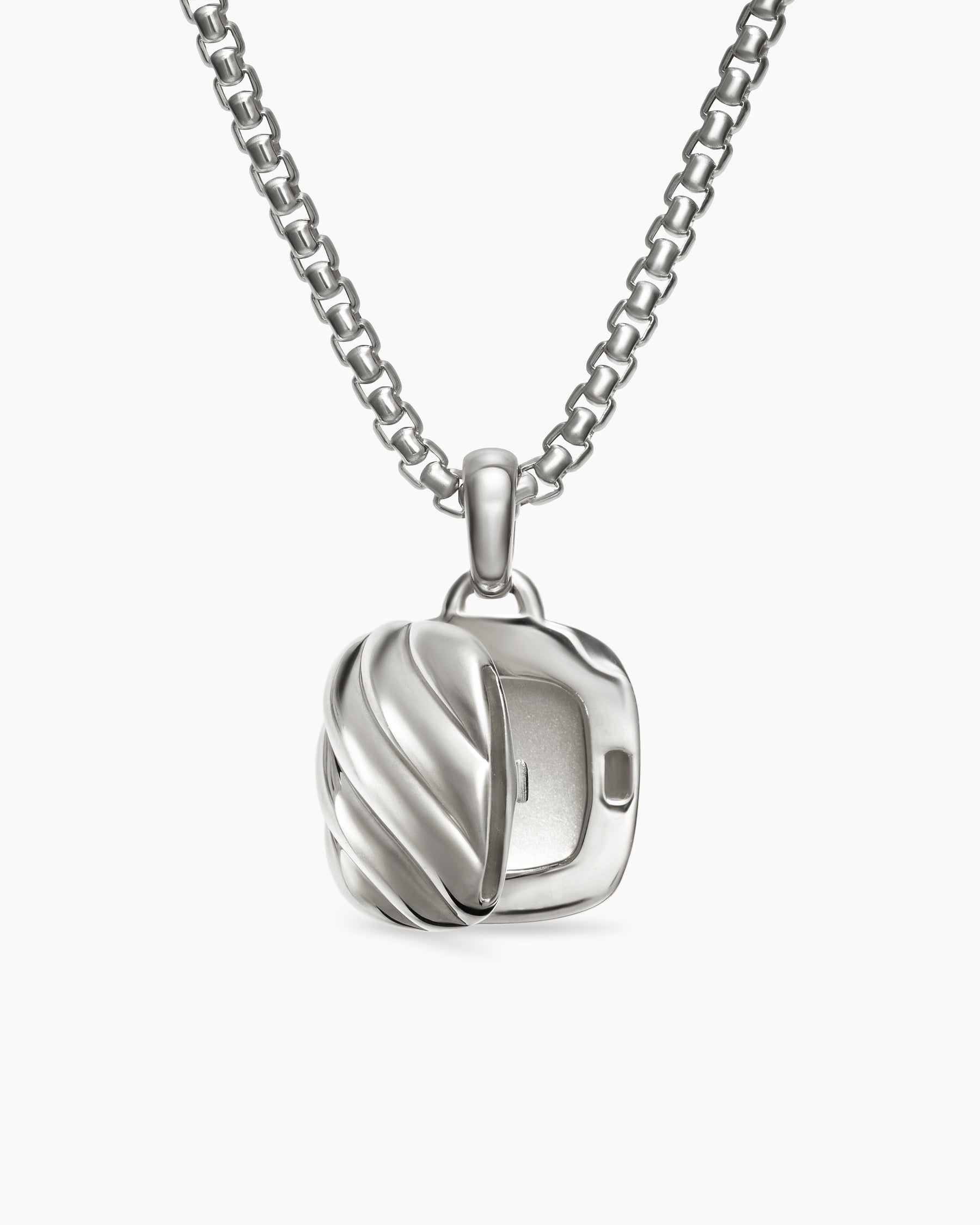 Sculpted Cable Square Locket in Sterling Silver, 14.5mm