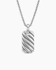 Petite Sculpted Cable Tag in Sterling Silver, 10mm