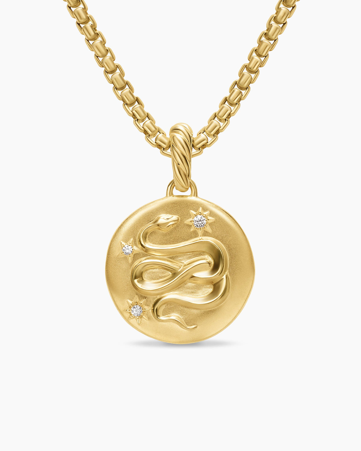 Snake Amulet in 18K Yellow Gold with Diamonds, 18.8mm