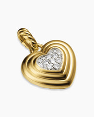 Puffy Heart Amulet in 18K Yellow Gold with Diamonds, 17mm