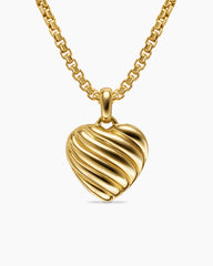 Sculpted Cable Heart Locket in 18K Yellow Gold, 23mm