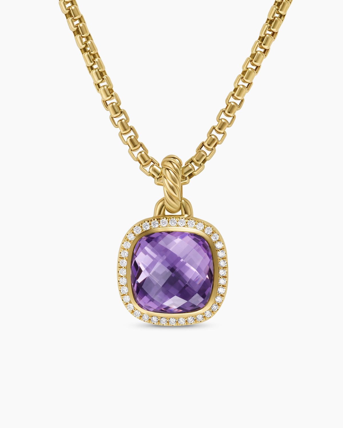 Albion® Pendant in 18K Yellow Gold with Amethyst and Diamonds, 11mm