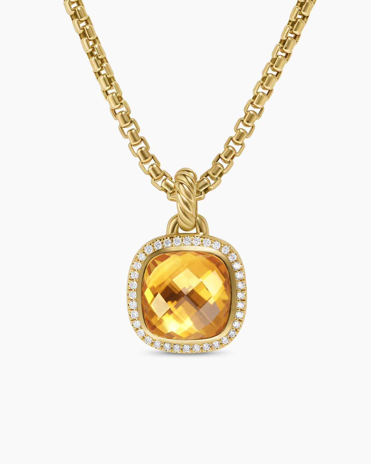 Albion® Pendant in 18K Yellow Gold with Citrine and Diamonds, 11mm