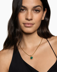 Albion® Pendant in 18K Yellow Gold with Malachite and Diamonds, 11mm