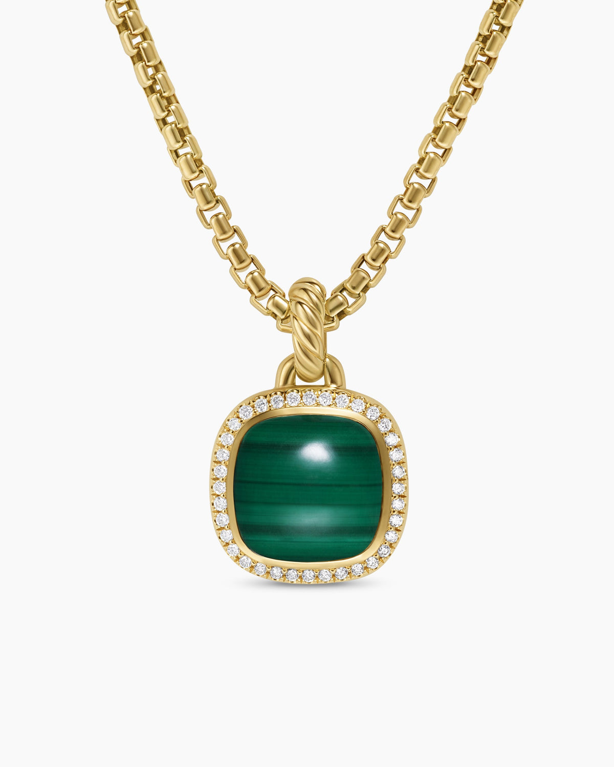 Albion® Pendant in 18K Yellow Gold with Malachite and Diamonds, 11mm