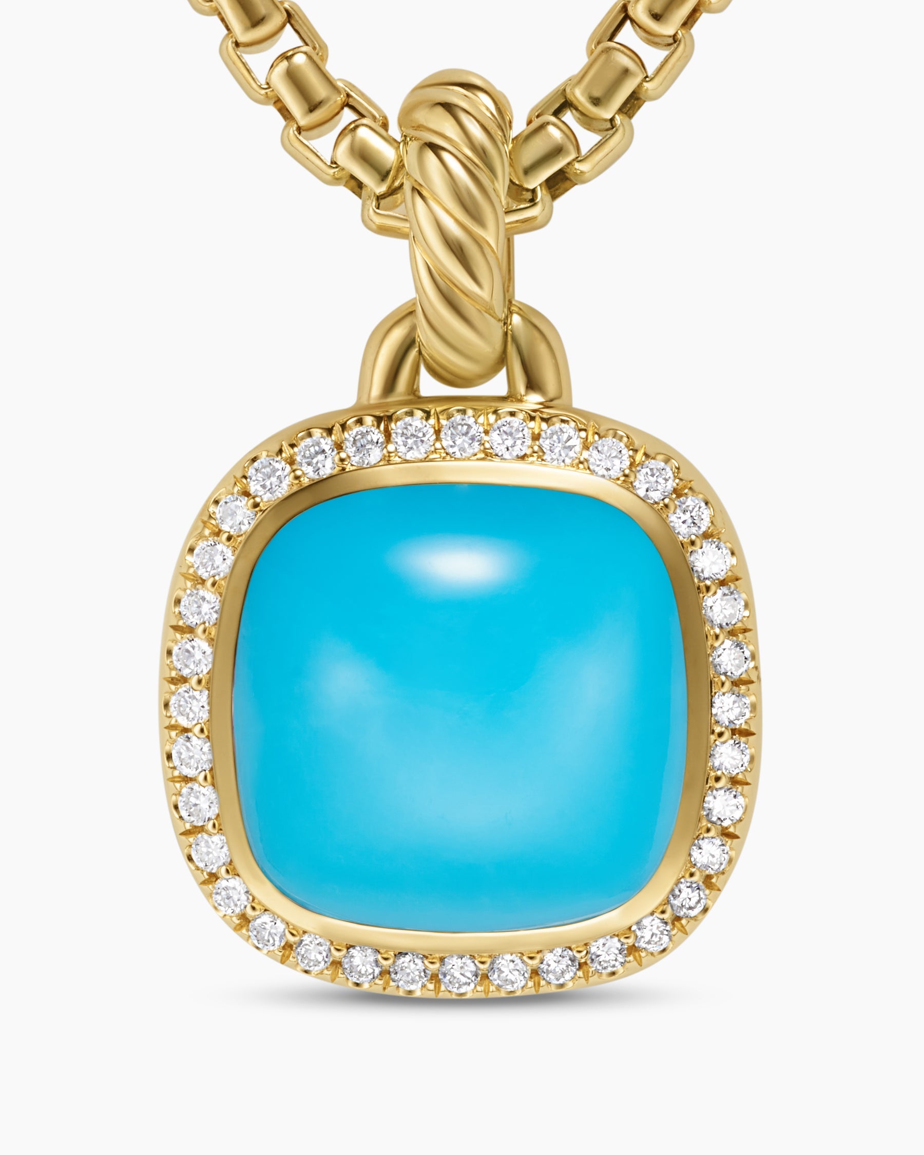 Albion® Pendant in 18K Yellow Gold with Turquoise and Diamonds, 11mm