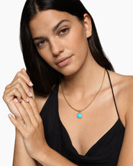 Albion® Pendant in 18K Yellow Gold with Turquoise and Diamonds, 11mm