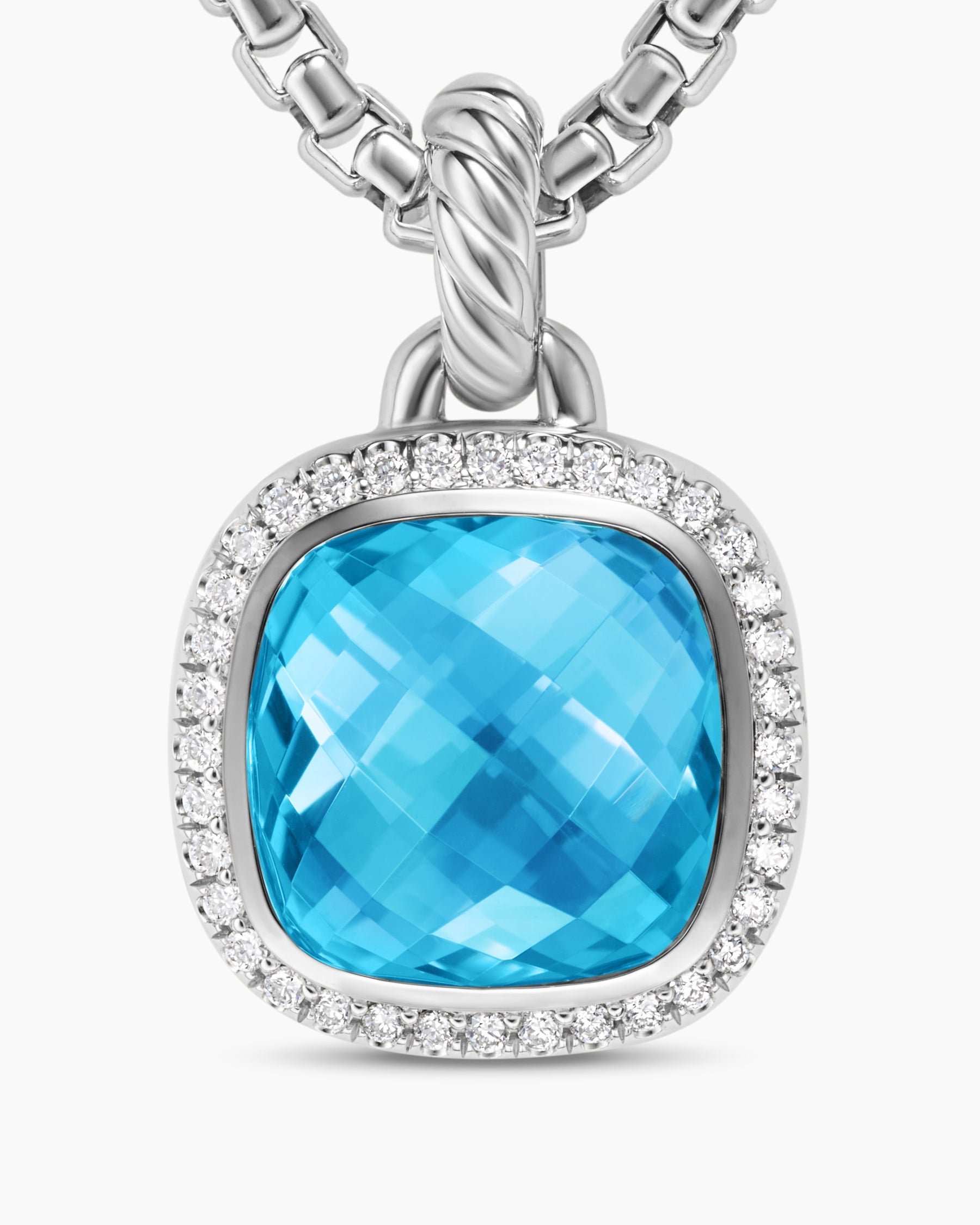 Albion® Pendant in Sterling Silver with Blue Topaz and Diamonds, 11mm