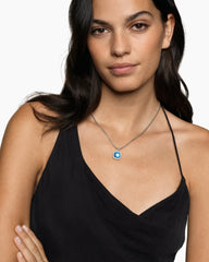 Albion® Pendant in Sterling Silver with Blue Topaz and Diamonds, 11mm