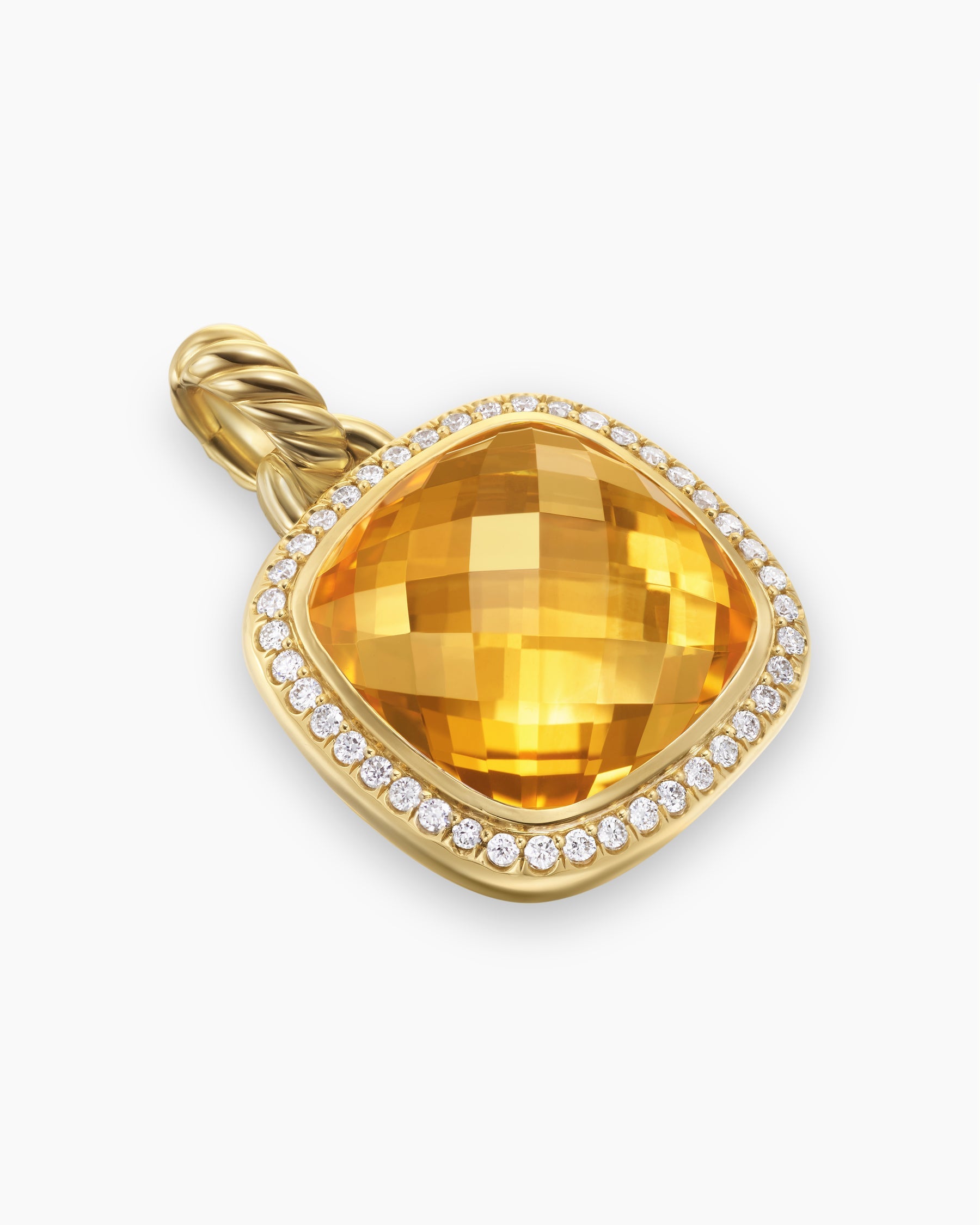 Albion® Pendant in 18K Yellow Gold with Citrine and Diamonds, 15mm