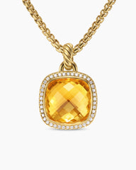 Albion® Pendant in 18K Yellow Gold with Citrine and Diamonds, 15mm
