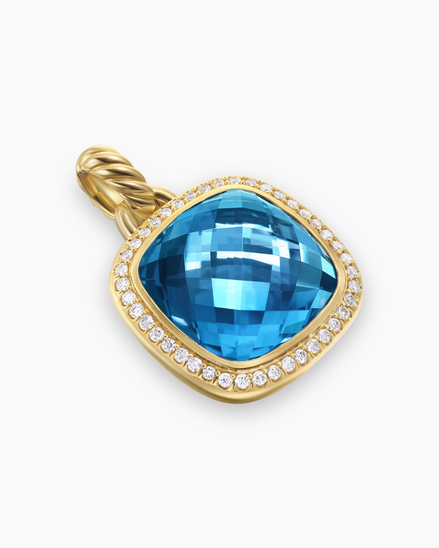 Albion® Pendant in 18K Yellow Gold with Hampton Blue Topaz and Diamonds, 15mm