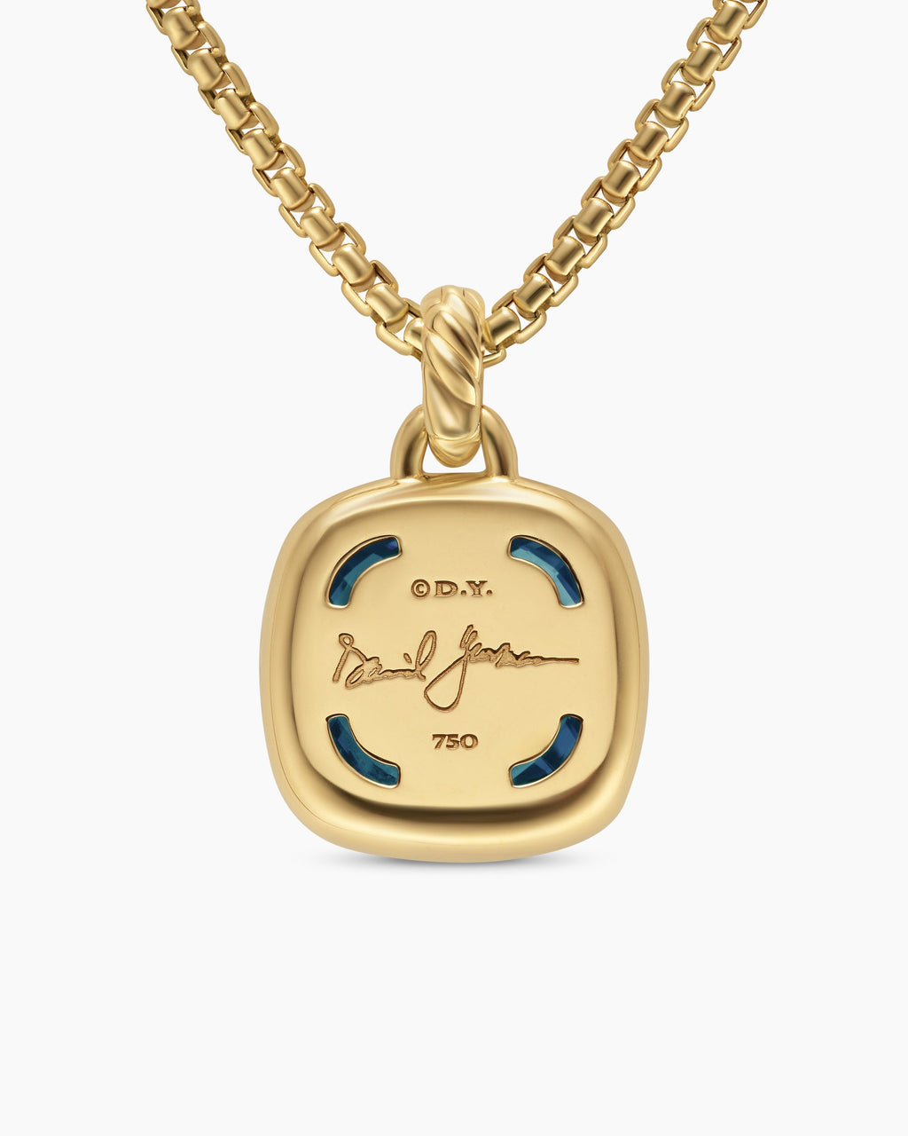Albion® Pendant in 18K Yellow Gold with Hampton Blue Topaz and Diamonds, 15mm