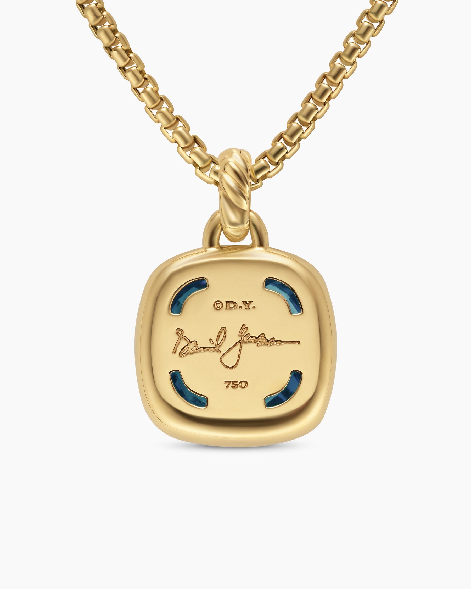 Albion® Pendant in 18K Yellow Gold with Hampton Blue Topaz and Diamonds, 15mm