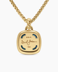 Albion® Pendant in 18K Yellow Gold with Hampton Blue Topaz and Diamonds, 15mm