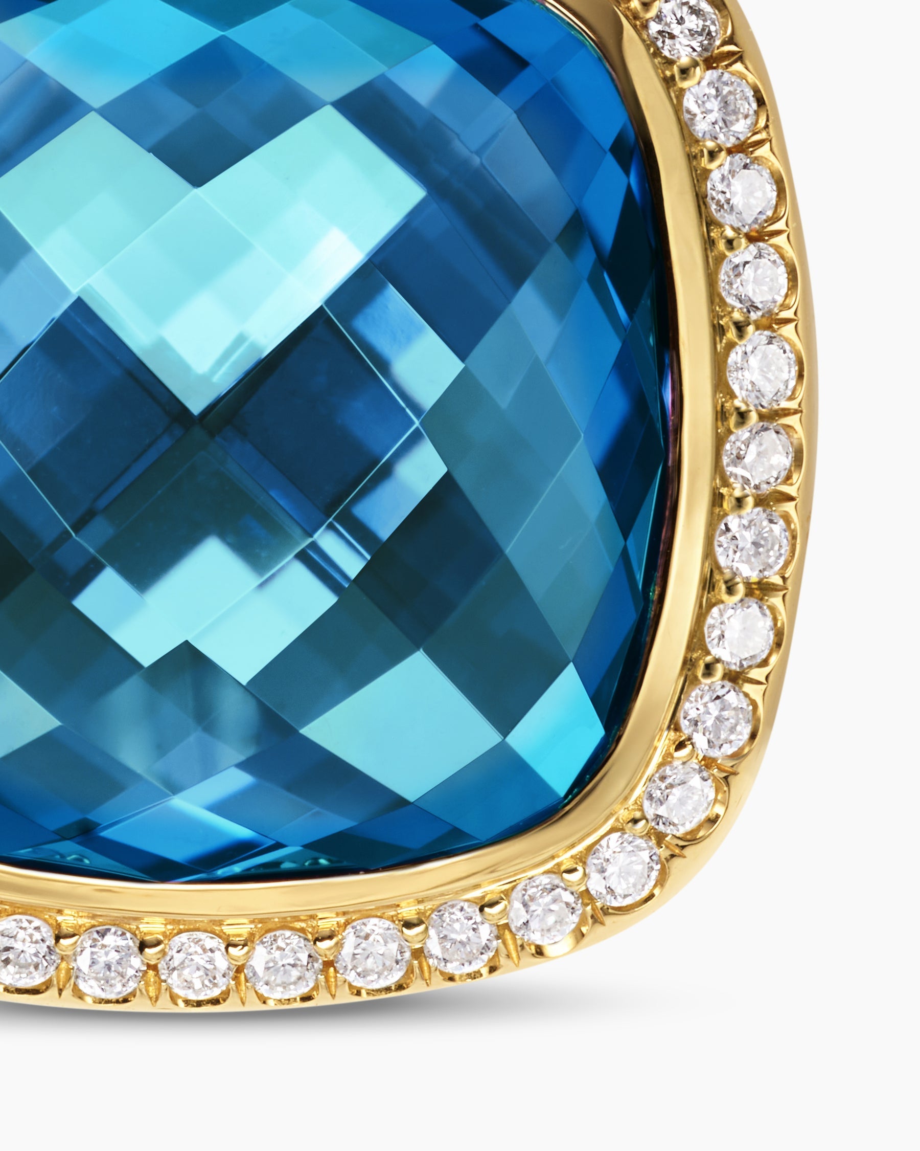 Albion® Pendant in 18K Yellow Gold with Hampton Blue Topaz and Diamonds, 15mm