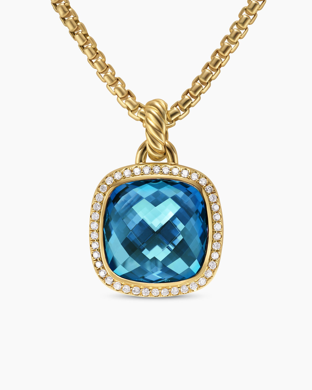 Albion® Pendant in 18K Yellow Gold with Hampton Blue Topaz and Diamonds, 15mm