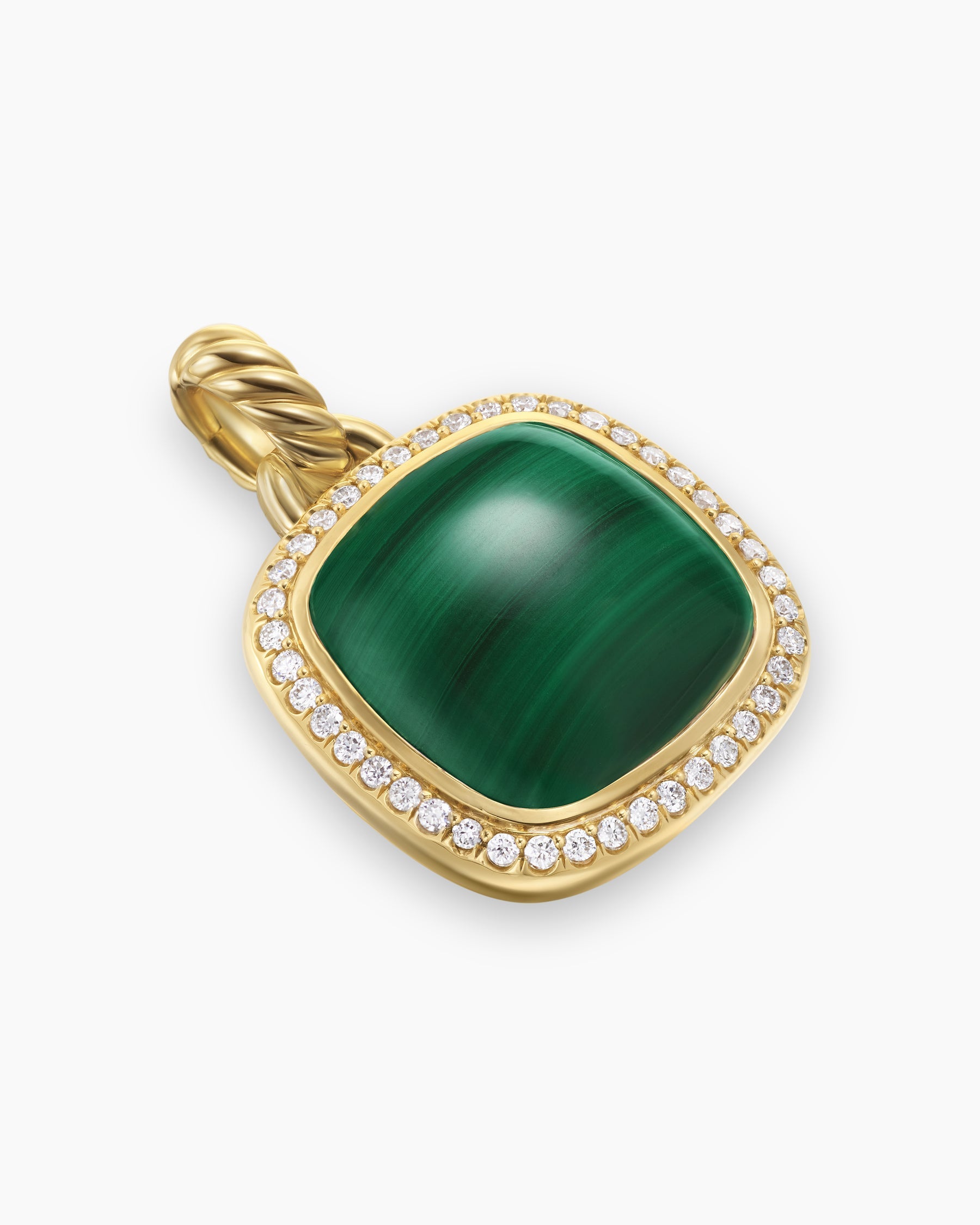 Albion® Pendant in 18K Yellow Gold with Malachite and Diamonds, 15mm