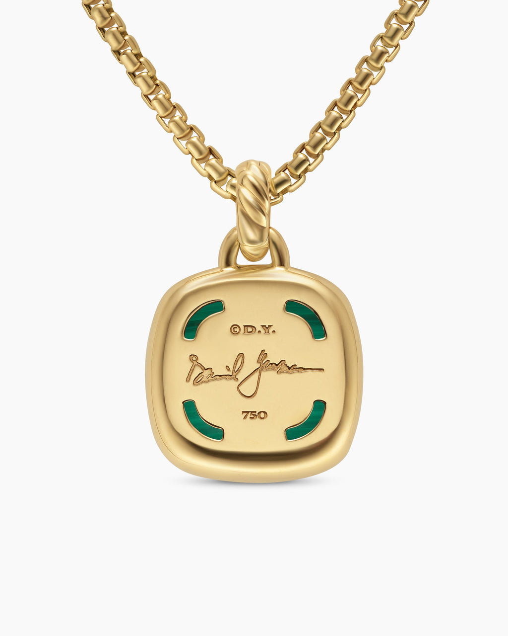 Albion® Pendant in 18K Yellow Gold with Malachite and Diamonds, 15mm