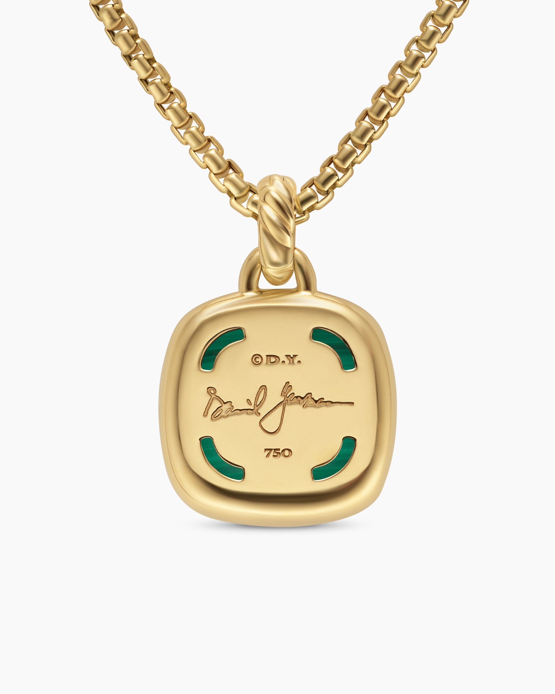 Albion® Pendant in 18K Yellow Gold with Malachite and Diamonds, 15mm