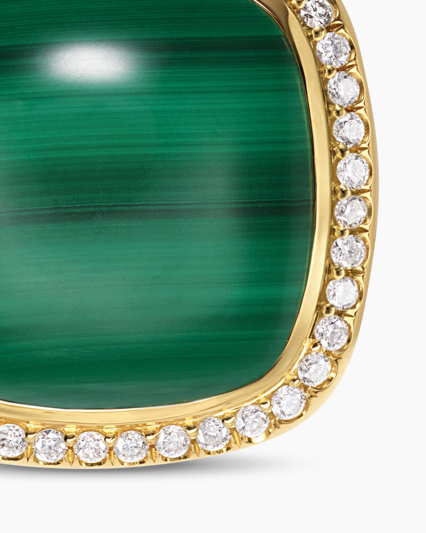 Albion® Pendant in 18K Yellow Gold with Malachite and Diamonds, 15mm