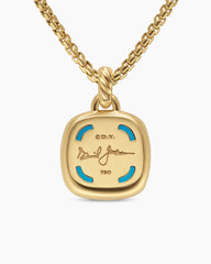 Albion® Pendant in 18K Yellow Gold with Turquoise and Diamonds, 15mm