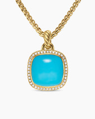 Albion® Pendant in 18K Yellow Gold with Turquoise and Diamonds, 15mm