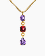 Marbella Y Pendant in 18K Yellow Gold with Amethyst and Rhodolite Garnet, 57.8mm