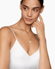 Pearl Classics Cable Halo Amulet in 18K Yellow Gold with Diamonds, 18.8mm