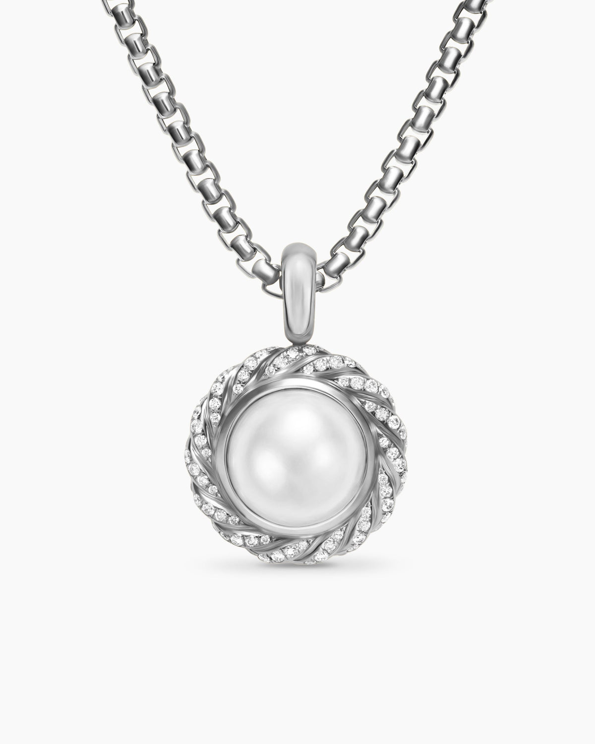 Pearl Classics Cable Halo Amulet in Sterling Silver with Diamonds, 18.8mm