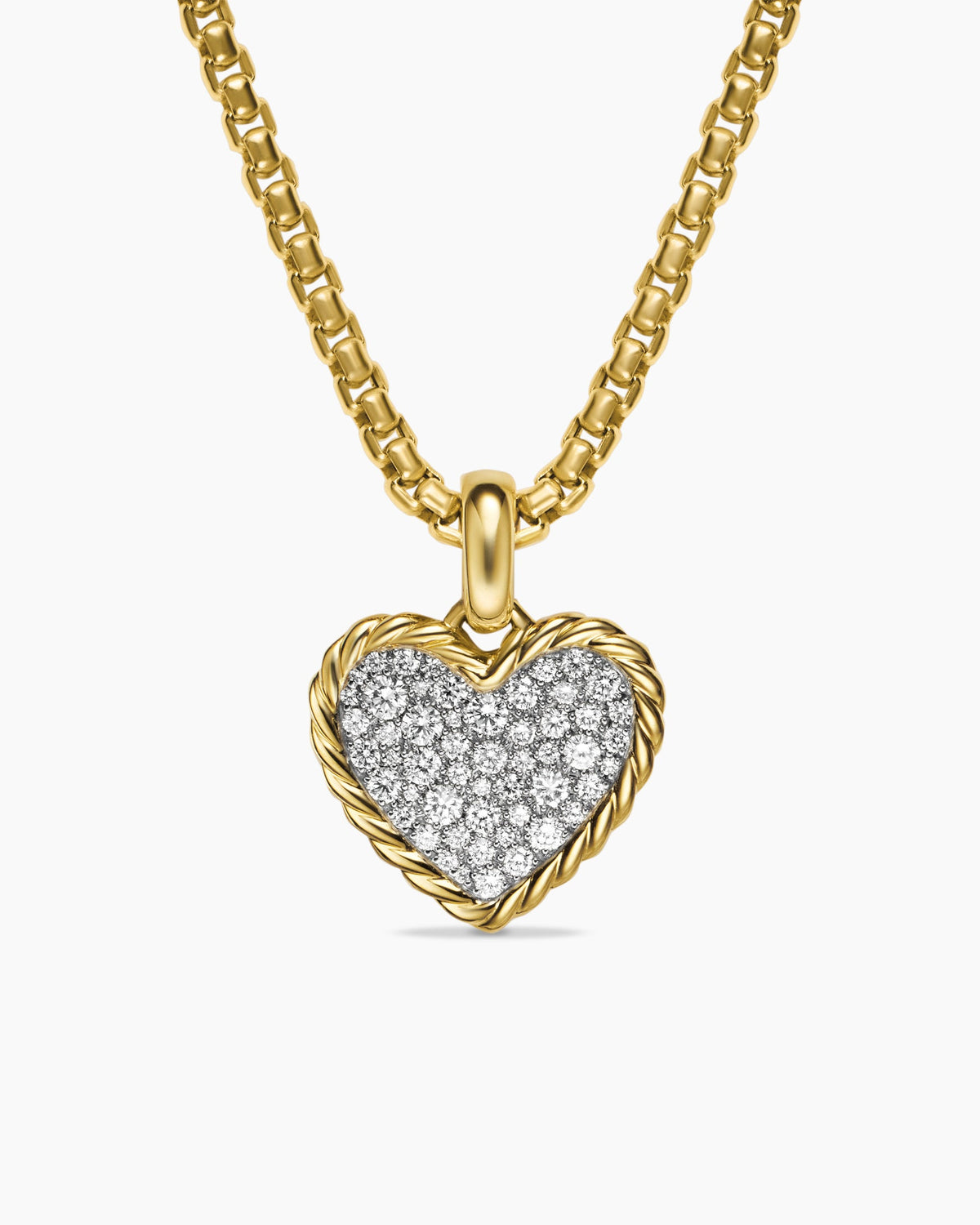 Pavé Heart Amulet in 18K Yellow Gold with Diamonds, 15.6mm