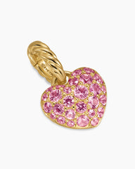Petite Pavé Heart Amulet in 18K Yellow Gold with Pink Sapphires, 7.4mm