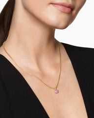 Petite Pavé Heart Amulet in 18K Yellow Gold with Pink Sapphires, 7.4mm