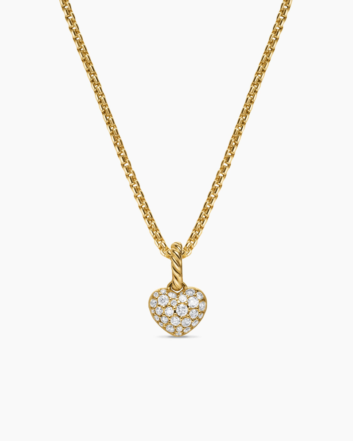 Petite Pavé Heart Amulet in 18K Yellow Gold with Diamonds, 7.4mm