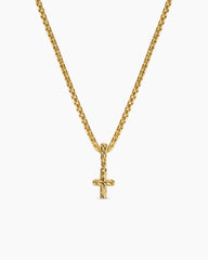 Micro Pavé Cross Amulet in 18K Yellow Gold with Diamonds, 8mm