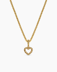 Micro Pavé Open Heart Amulet in 18K Yellow Gold with Diamonds, 6.8mm