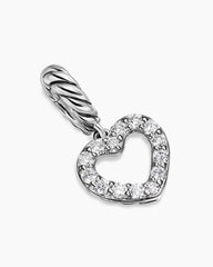 Micro Pavé Open Heart Amulet in Sterling Silver with Diamonds, 6.8mm